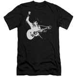Elvis Presley Black And White Guitarman Adult 30/1 T-Shirt Black