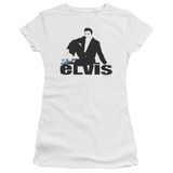 Elvis Presley Blue Suede Junior Women's Sheer T-Shirt White