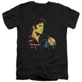 Elvis Presley Neon Elvis Adult V-Neck T-Shirt Black