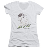 Elvis Presley Elvis Is A Verb Junior Women's V-Neck T-Shirt White