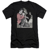 Elvis Presley Rock N Roll Smoke Premuim Canvas Adult Slim Fit T-Shirt Black
