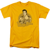 Elvis Presley Teddy Bear Adult 18/1 T-Shirt Gold