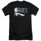 Elvis Presley Elv 75 Logo Premuim Canvas Adult Slim Fit T-Shirt Black