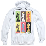 Elvis Presley Retro Boxes Adult Pullover Hoodie Sweatshirt White