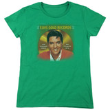 Elvis Presley Gold Records Women's T-Shirt Kelly Green