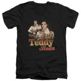 Elvis Presley Teddy Bear Adult V-Neck T-Shirt Black