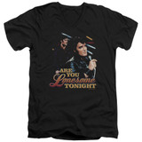 Elvis Presley Are You Lonesome Adult V-Neck T-Shirt Black