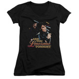 Elvis Presley Are You Lonesome Junior Women's V-Neck T-Shirt Black