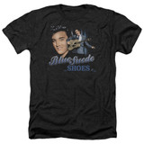 Elvis Presley Blue Suede Shoes Adult Heather T-Shirt Black