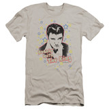 Elvis Presley Rockin With The King Premuim Canvas Adult Slim Fit T-Shirt Silver