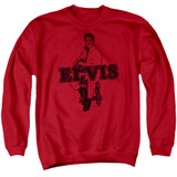 Elvis Presley Jamming Adult Crewneck Sweatshirt Red