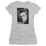 Elvis Presley Graphic Portrait Junior Women's Sheer T-Shirt Silver
