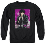 Elvis Presley 35 Leather Adult Crewneck Sweatshirt Black