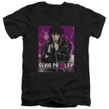 Elvis Presley 35 Leather Adult V-Neck T-Shirt Black