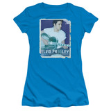 Elvis Presley 35 Guitar Junior Women's Sheer T-Shirt Turquoise