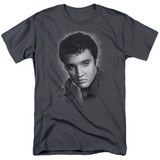 Elvis Presley Grey Portrait Classic Adult 18/1 T-Shirt Charcoal