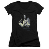 Elvis Presley Painted King Classic Junior Women's V-Neck T-Shirt Black