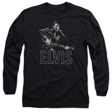 Elvis Presley Guitar In Hand Classic Adult Long Sleeve T-Shirt Black