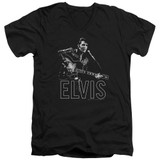Elvis Presley Guitar In Hand Classic Adult V-Neck T-Shirt Black