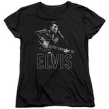 Elvis Presley Guitar In Hand Classic Women's T-Shirt Black