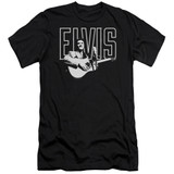 Elvis Presley White Glow Classic Premuim Canvas Adult Slim Fit T-Shirt Black