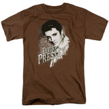 Elvis Presley Rugged Elvis Classic Adult 18/1 T-Shirt Coffee