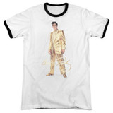 Elvis Presley Gold Lame Suit Classic Adult Ringer T-Shirt White/Black