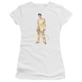 Elvis Presley Gold Lame Suit Classic Junior Women's Sheer T-Shirt White