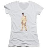 Elvis Presley Gold Lame Suit Classic Junior Women's V-Neck T-Shirt White