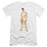 Elvis Presley Gold Lame Suit Classic Premuim Canvas Adult Slim Fit T-Shirt White