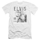 Elvis Presley With The Band Classic Premuim Canvas Adult Slim Fit T-Shirt White