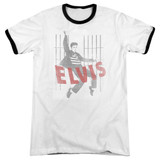 Elvis Presley Iconic Pose Classic Adult Ringer T-Shirt White/Black