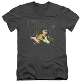 Elvis Presley Multicolored Classic Adult V-Neck T-Shirt Charcoal