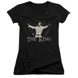 Elvis Presley Ornate King Classic Junior Women's V-Neck T-Shirt Black