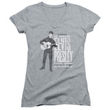 Elvis Presley In Person Classic Junior Women's V-Neck T-Shirt Athletic Heather