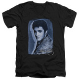 Elvis Presley Overlay Classic Adult V-Neck T-Shirt Black