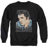 Elvis Presley Graphic King Classic Adult Crewneck Sweatshirt Black