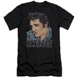 Elvis Presley Graphic King Classic Premuim Canvas Adult Slim Fit T-Shirt Black