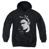 Elvis Presley Simple Face Classic Youth Pullover Hoodie Sweatshirt Black