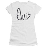 Elvis Presley Sketchy Name Classic Junior Women's Sheer T-Shirt White