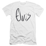 Elvis Presley Sketchy Name Classic Premuim Canvas Adult Slim Fit T-Shirt White