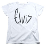 Elvis Presley Sketchy Name Classic Women's T-Shirt White