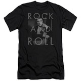 Elvis Presley Rock And Roll Classic Premuim Canvas Adult Slim Fit T-Shirt Black