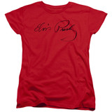Elvis Presley Signature Sketch Classic Women's T-Shirt Red