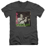 Elvis Presley First LP Classic Adult V-Neck T-Shirt Charcoal