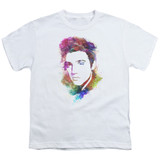 Elvis Presley Watercolor King Classic Youth T-Shirt White