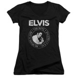 Elvis Presley Rock King Classic Junior Women's V-Neck T-Shirt Black