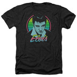 Elvis Presley Neon King Classic Adult Heather T-Shirt Black