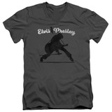 Elvis Presley Overprint Classic Adult V-Neck T-Shirt Charcoal