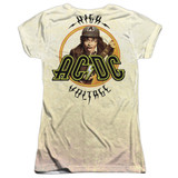 AC/DC Higher Voltage (Front/Back Print) Junior Women's Sublimated Crew T-Shirt White